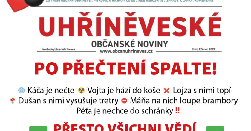 Uhříněveské občanské noviny: po přečtení spalte!